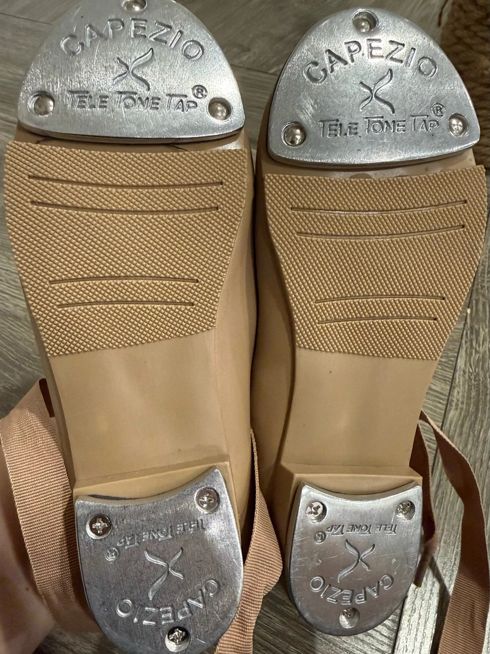 Capezio Nude Ballet Flats with Ribbon Taps